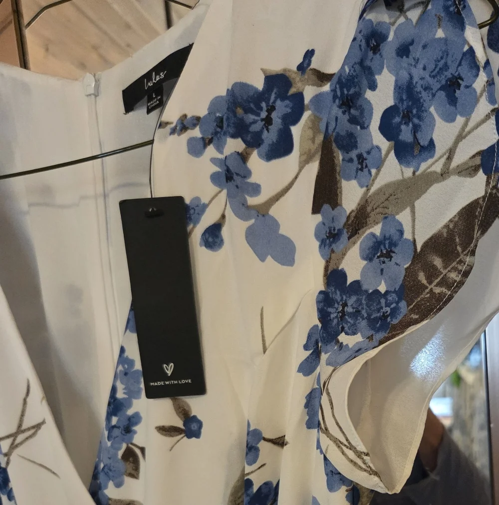 NWT Lulus French Countryside White Floral Print High-Low Dress.  - Picture 4 of 9